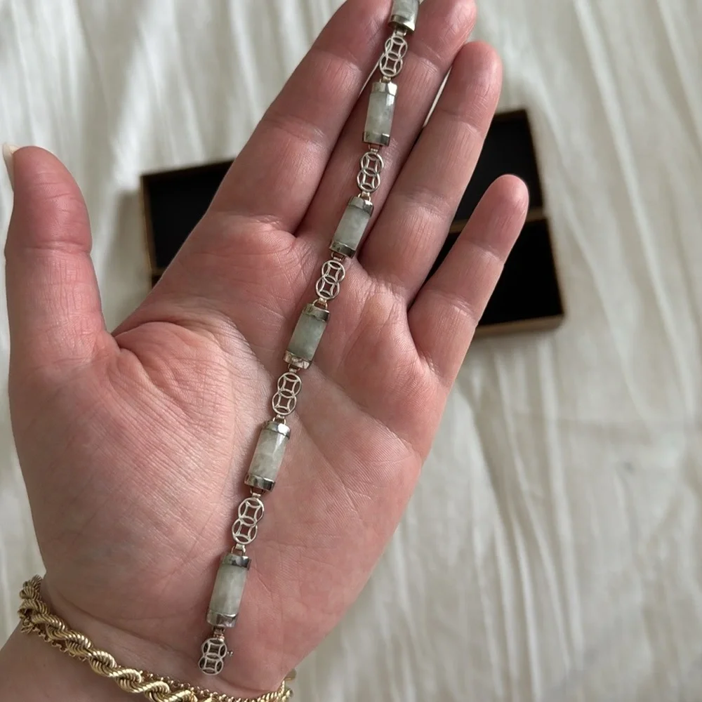 Vintage Jade Tennis Bracelet - Picture 1 of 12